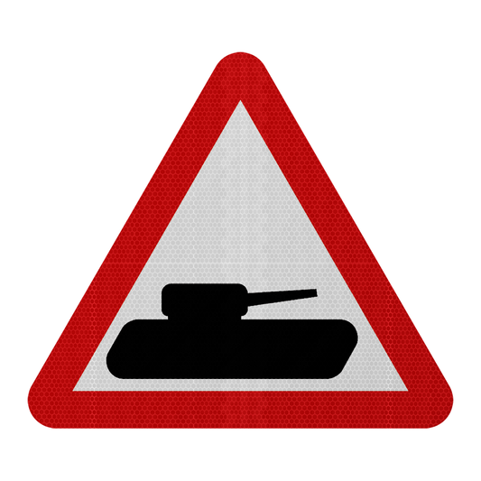Military Vehicle Crossing Ahead Traffic Sign | Diagram 582 | RA2 | Post Mountable