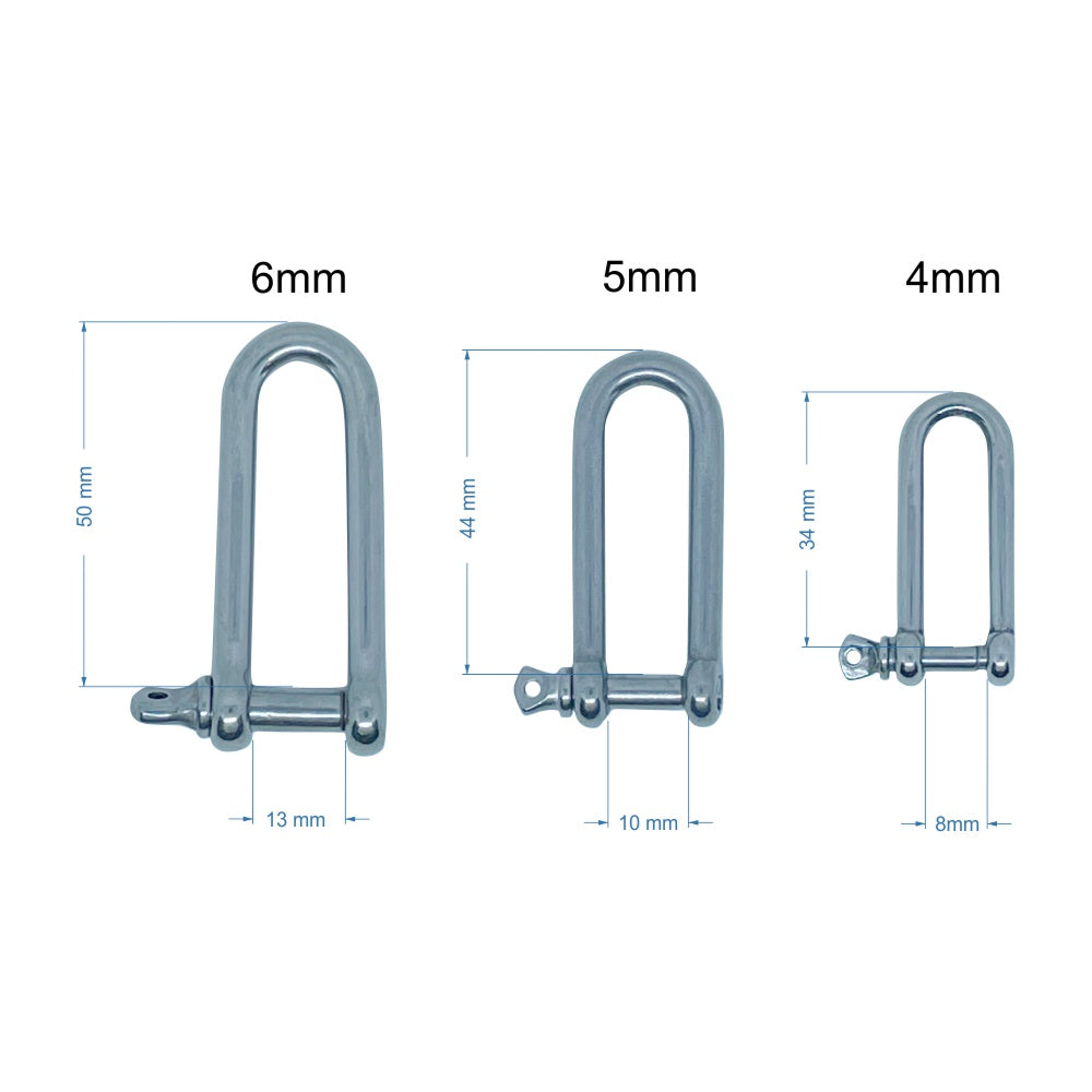 Long D Shackle - Swing Sign Fixing 316 Stainless Steel