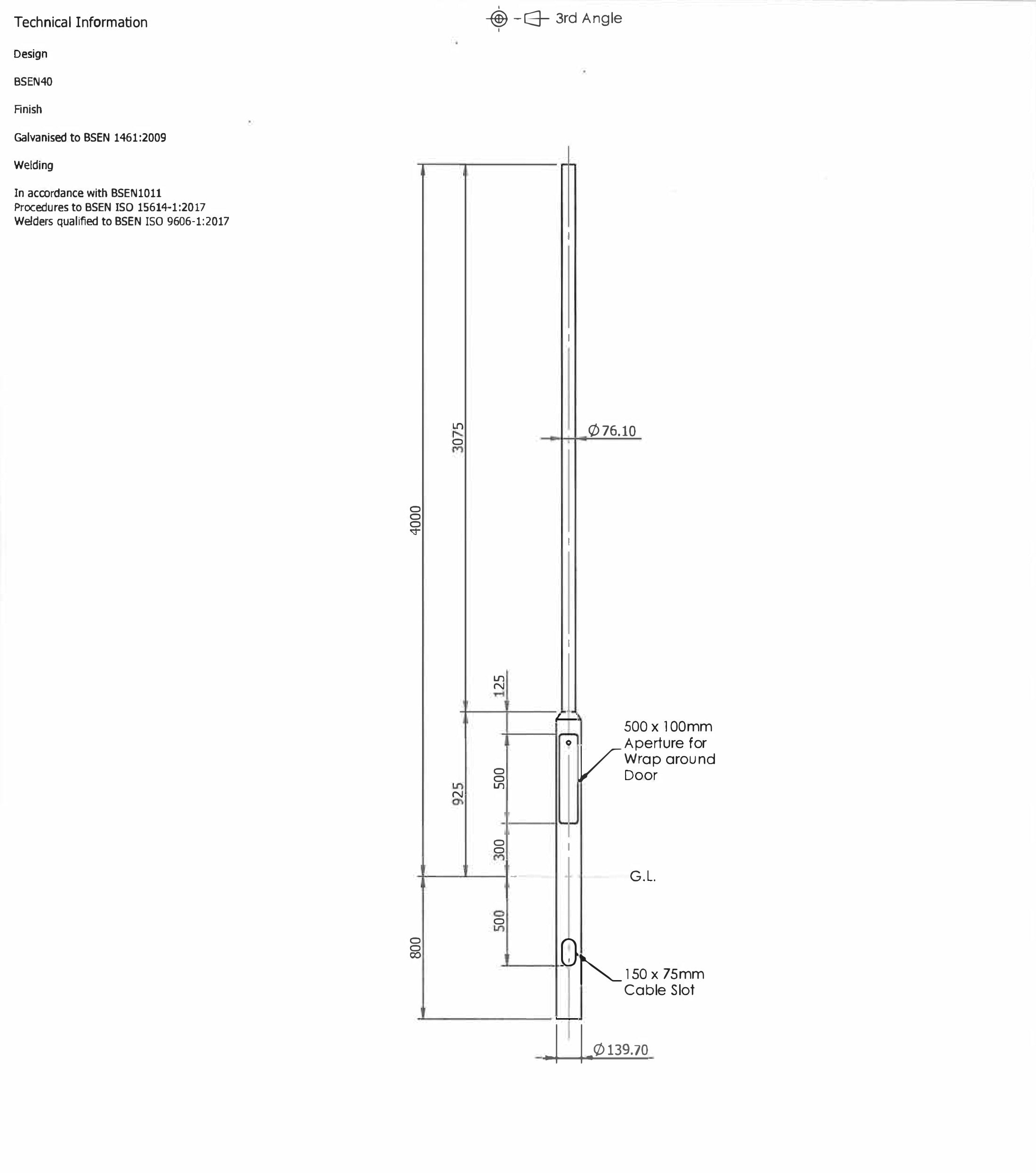 Galvanised Rooted Street Lamp Post Top - Lighting Columns