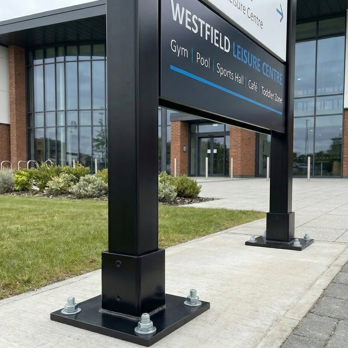 Meta Sign Post Bolted Baseplate for 50mm Sign Post | Floor Mounted Sign Post – Sign ...