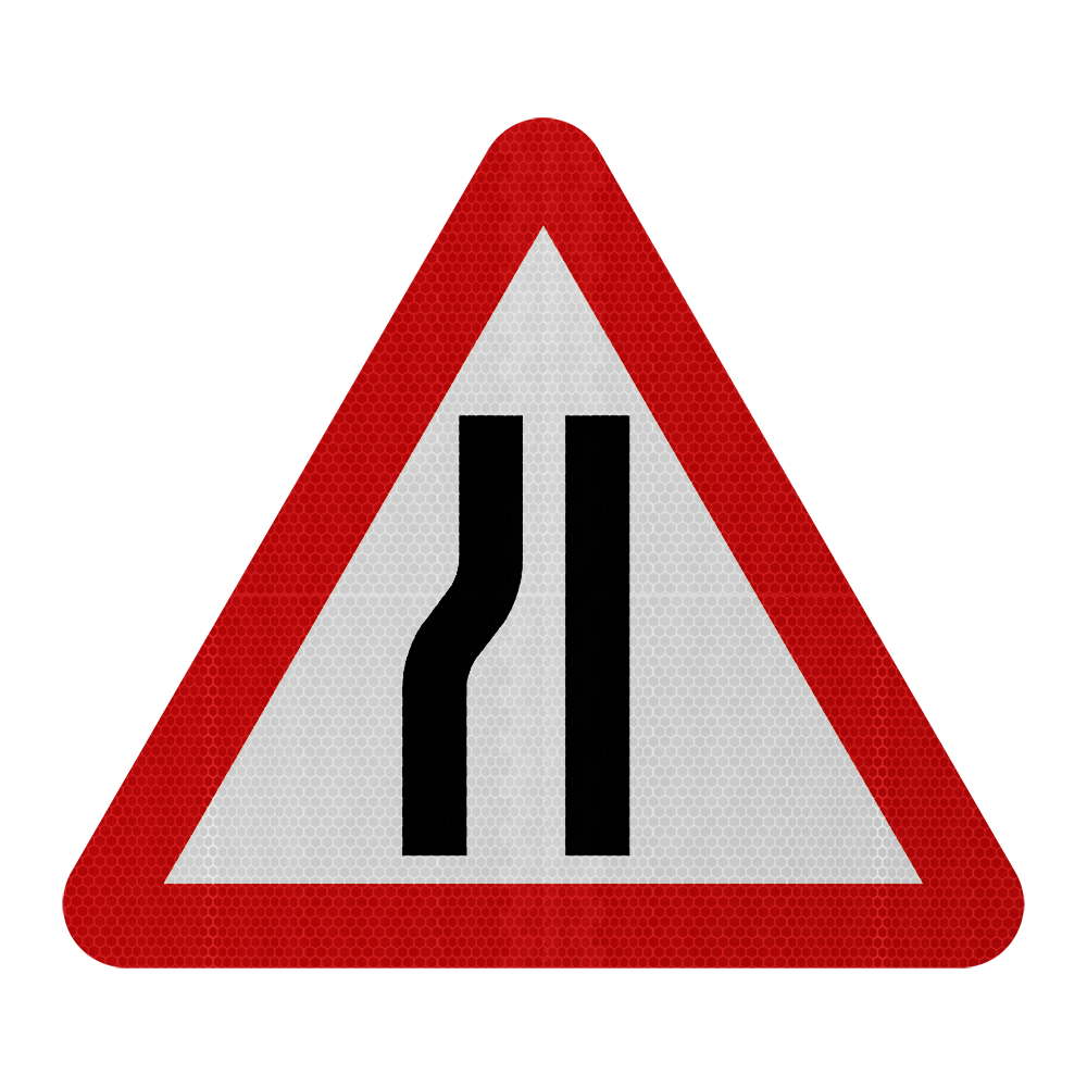 Road Narrows on One Side Ahead Road Sign | Diagram 517 | RA2 | Post Mo ...