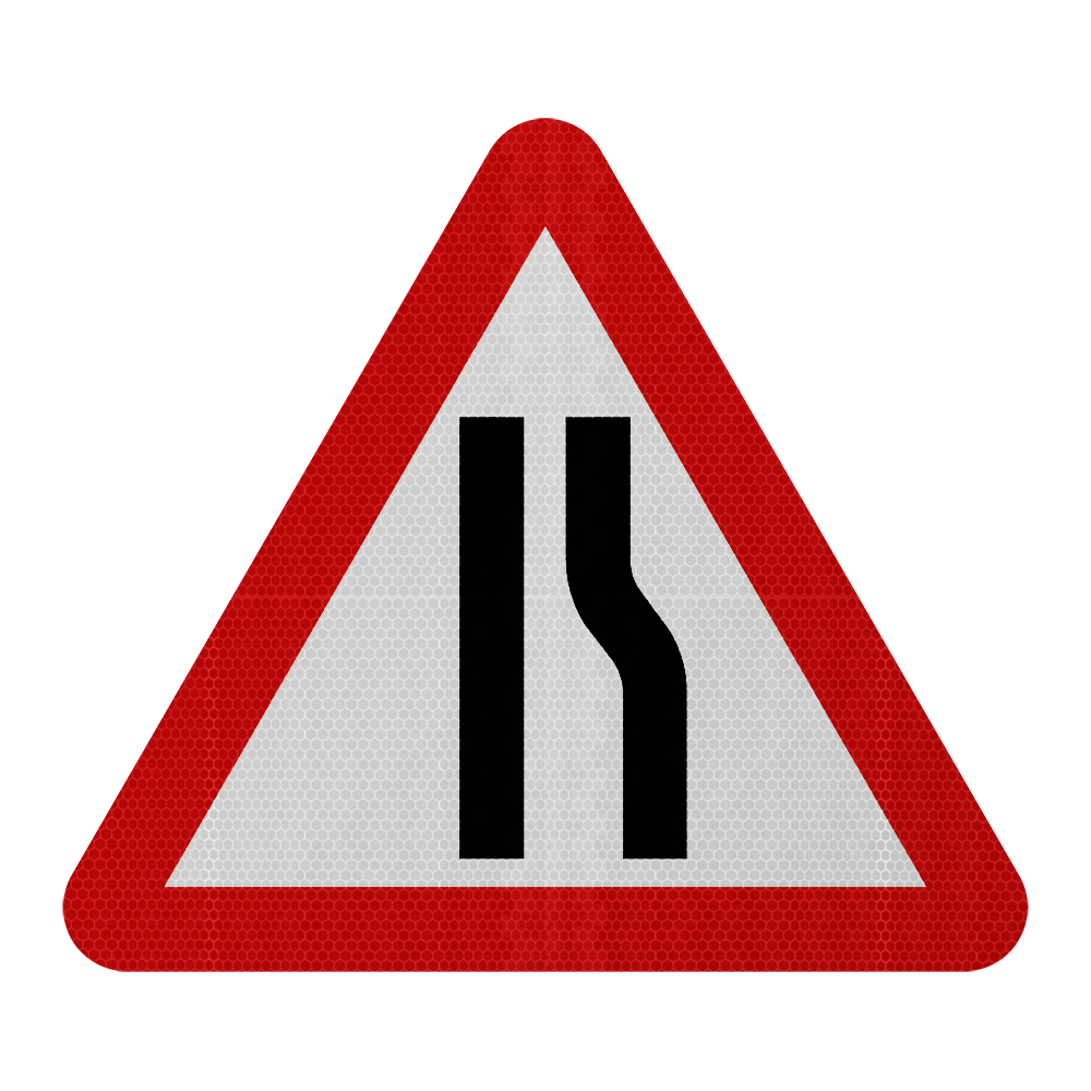 Road Narrows on One Side Ahead Road Sign | Diagram 517 | RA2 | Post Mo ...