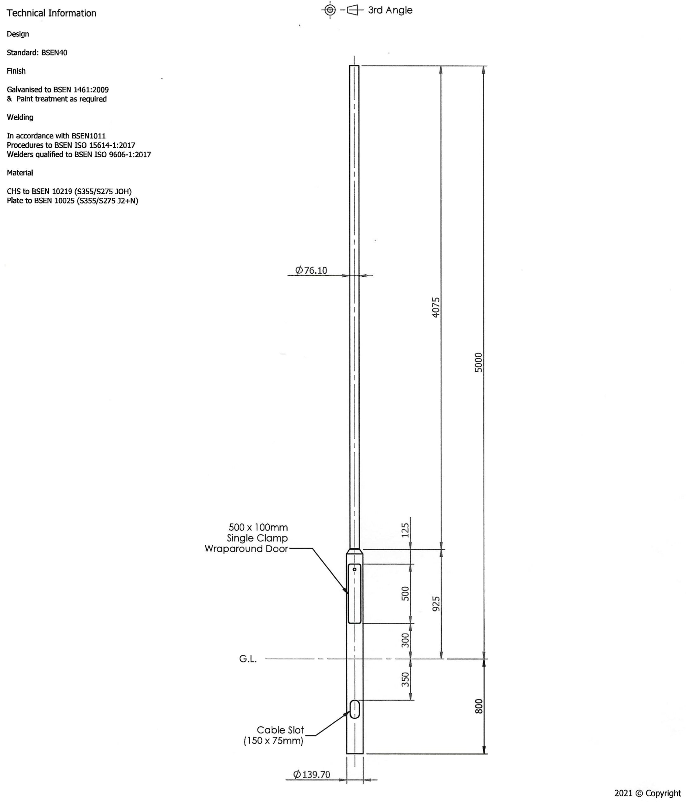 Galvanised Rooted Street Lamp Post Top - Lighting Columns