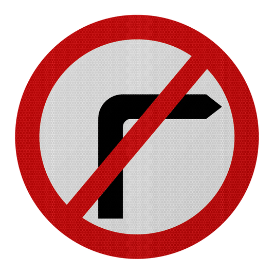 No Right Turn Road Sign | Diagram 612 | RA2 | Post Mountable