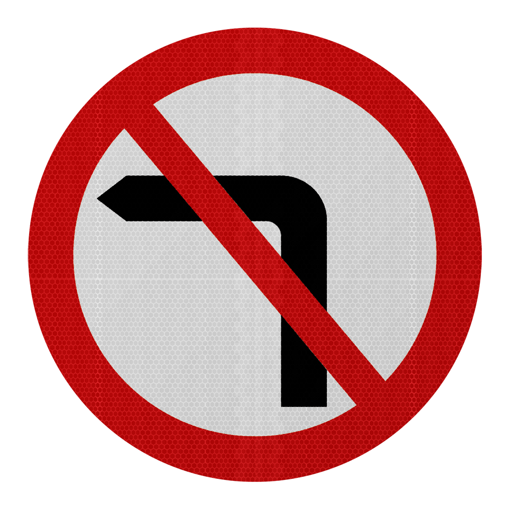 No Left Turn Road Sign | Diagram 613 | RA2 | Post Mountable – Sign ...