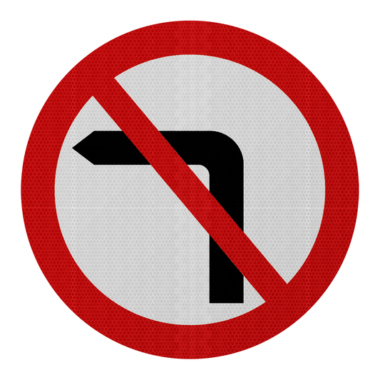 No Left Turn Road Sign | Diagram 613 | RA2 | Post Mountable