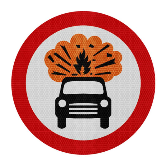 No Explosive Vehicles Traffic Sign | Diagram 622.8 | RA2 | Post Mountable